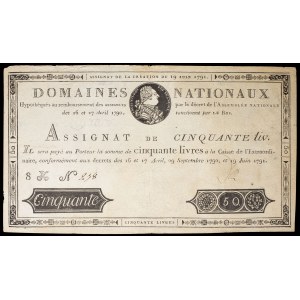 Assignat de 50 livres - Domaines nationaux 19 juin 1791.