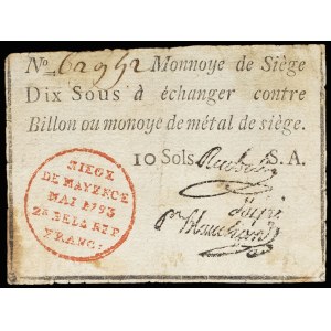 Billet de 10 sous du siège de Mayence mai 1793.