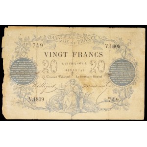 20 francs type bleu April 25, 1873.