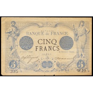5 francs type noir December 0, 1871.