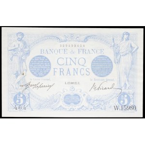 5 francs type bleu January 17, 1917.