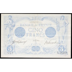 5 francs type “bleu” 2 février 1917.