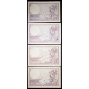 Lot (4) - 5 francs type femme casquée dit violet 22-12-1926 au 25-1-1929.