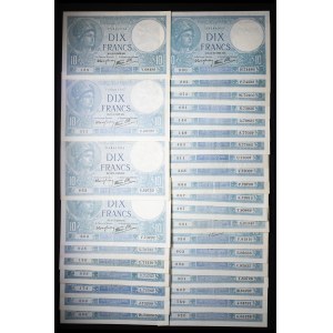 Lot (30) - 10 francs type Minerve modified 2-2-1939 to 4-12-1941.