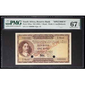 1 rand with portrait of Bartholomeus Vermuyden SPÉCIMEN ND (1961).
