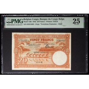 20 francs pirogue type, third issue 10-12-1942 (1943).