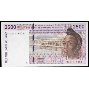 2500 francs - A (Côte d’Ivoire) 1992.