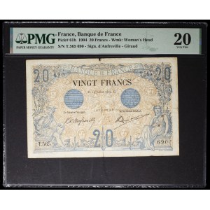 20 francs type “noir” 19 juillet 1904.