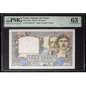 20 francs type Travail et Science 3-4-1941.