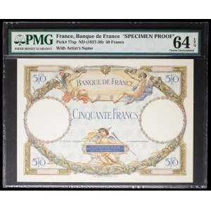 Prova del 50 franchi tipo Luc-Olivier Merson (FRONT-BACK PROOF) ND (1927).
