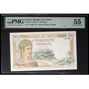 50 franchi tipo Cérès 25-4-1935.