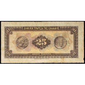 25 drachmas with overprint TPAΠEZA THΣ EΛΛAΔOΣ April 15, 1923 (1928).