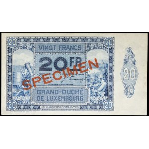 20 francs type vendanges (SPÉCIMEN) October 1, 1929.