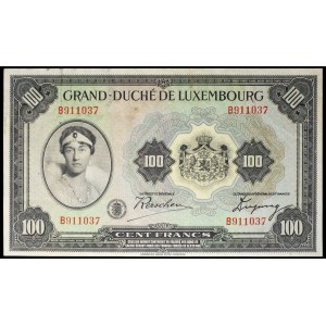 100 francs with portrait of Grand Duchess Charlotte ND (1934).
