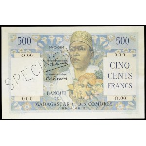 500 frankov typu Comorien (SPÉCIMEN) ND (1950).