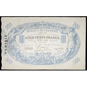 500 francs type bleu overprinted - Banque de l'Algérie March 19, 1924.
