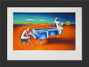 Mark Kostabi (ur. 1960), Blown away (Zdmuchnięty), 2023