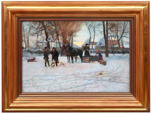 Władysław Podkowiński (1866 Warszawa - 1895 tamże), Wyjazd (Wyjazd na polowanie, Kompozycja z saniami), 1888 r.