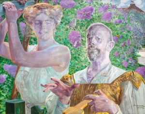 Jacek Malczewski (1854 Radom - 1929 Kraków), Autoportret z muzą i budleją (inne tytuły: Autoportret, Wiosna), 1912 r.