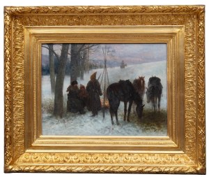 Jan Chełmiński (1851 Brzustów - 1925 Nowy Jork), Obóz kozacki, przed lub 1892 (inne tytuły: „The Night Bivouac,”, „The Bivouac”)