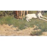 Władysław Karol Szerner (1870 Szebenice -1936), Pandur avec son cheval et ses deux chiens.