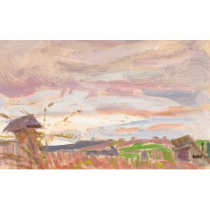 Wojciech Weiss (1875 Leorda na Bukowinie - 1950 Krakow), Landscape with a Well