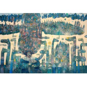 Grzegorz Skrzypek, Winter landscape with horizontal dragon, 2025