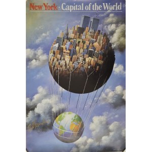 Rafał Olbiński (né en 1943), Affiche New York capitale du monde (avec la signature manuscrite de l'artiste).