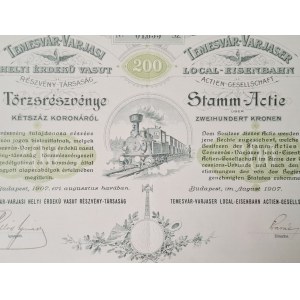 1907. C. K. WĘGIERSKIE KOLEJE LOKALNE TEMESVAR-VARJASI.