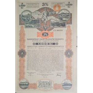 1928. 3 % OBLIGACJA KOLEI CZECHOSŁOWACKICH.