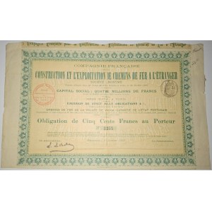 1907. FRENCH COMPANY FOR THE CONSTRUCTION AND OPERATION OF RAILROADS ABROAD IN PORTUGAL.