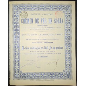 1893. SPANISH RAILWAYS OF SORIA — PREFERRED STOCK.