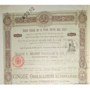 1888. BOND OF THE ITALIAN RAILROAD COMPANY OF SICILY.