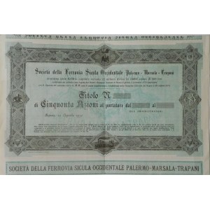 1930. TOWARZYSTWO KOLEJOWE ZACHODNIEJ SYCYLII PALERMO-MARSALA-TRAPANI.
