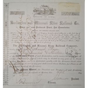 1870. BURLINGTON AND MISSOURI RIVER RAILROAD COMPANY. $31,900.