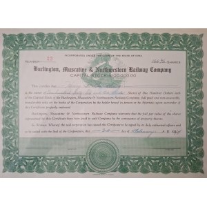 1944. BURLINGTON, MUSCATINE AND NORTHWESTERN RAILWAY COMPANY. 16 666 USD.