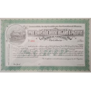 1898–1901. CHICAGO ROCK ISLAND AND PACIFIC RAILWAY COMPANY. UNC I VF+. 2 AKTIEN.