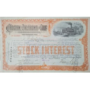 1895–1896. CHOCTAW, OKLAHOMA AND GULF RAILROAD COMPANY. 500 a 5 000 USD.