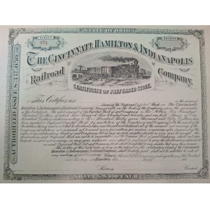 CA. 1880. CINCINNATI, HAMILTON, AND INDIANAPOLIS RAILROAD COMPANY.
