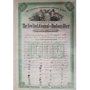 1892. NEW YORK CENTRAL AND HUDSON RIVER RAILROAD COMPANY. 500 AND 1,000 USD. 2 SHARES.