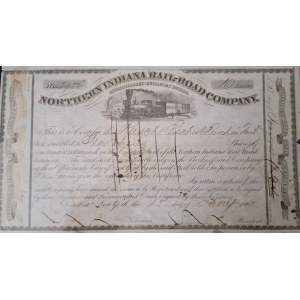 1855. NORTHERN INDIANA RAILROAD COMPANY. 1000 USD.