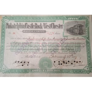 1889. PHILADELPHIA, CASTLE ROCK AND WEST CHESTER RAILWAY COMPANY. 2 850 USD.