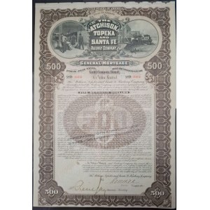 1895. ATCHISON, TOPEKA AND SANTA FE RAILROAD COMPANY. 500 USD.