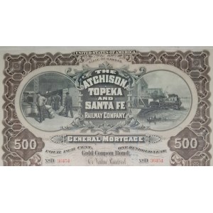 1895. ATCHISON, TOPEKA AND SANTA FE RAILROAD COMPANY. 500 USD.