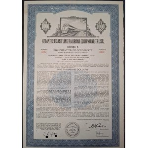 1963. ATLANTIC COAST LINE RAILROAD EQUIPMENT TRUST. $1,000.