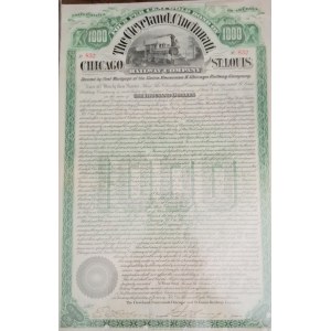 1890. COMPAGNIE FERROVIAIRE DE CLEVELAND, CINCINNATI, CHICAGO ET SAINT-LOUIS. 1 000 USD.