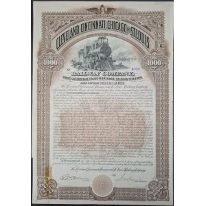 1890. CLEVELAND, CINCINNATI, CHICAGO AND ST. LOUIS RAILWAY COMPANY. 1000 USD.