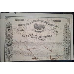 1853. DAYTON AND MICHIGAN RAILROAD COMPANY. 1000 USD.