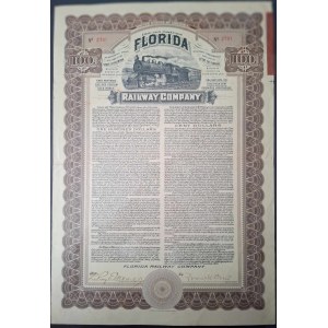 1909. FLORIDA RAILWAY COMPANY. $100.