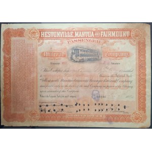 1894. HESTONVILLE, MANTUA AND FAIRMOUNT RAILROAD COMPANY. $100.